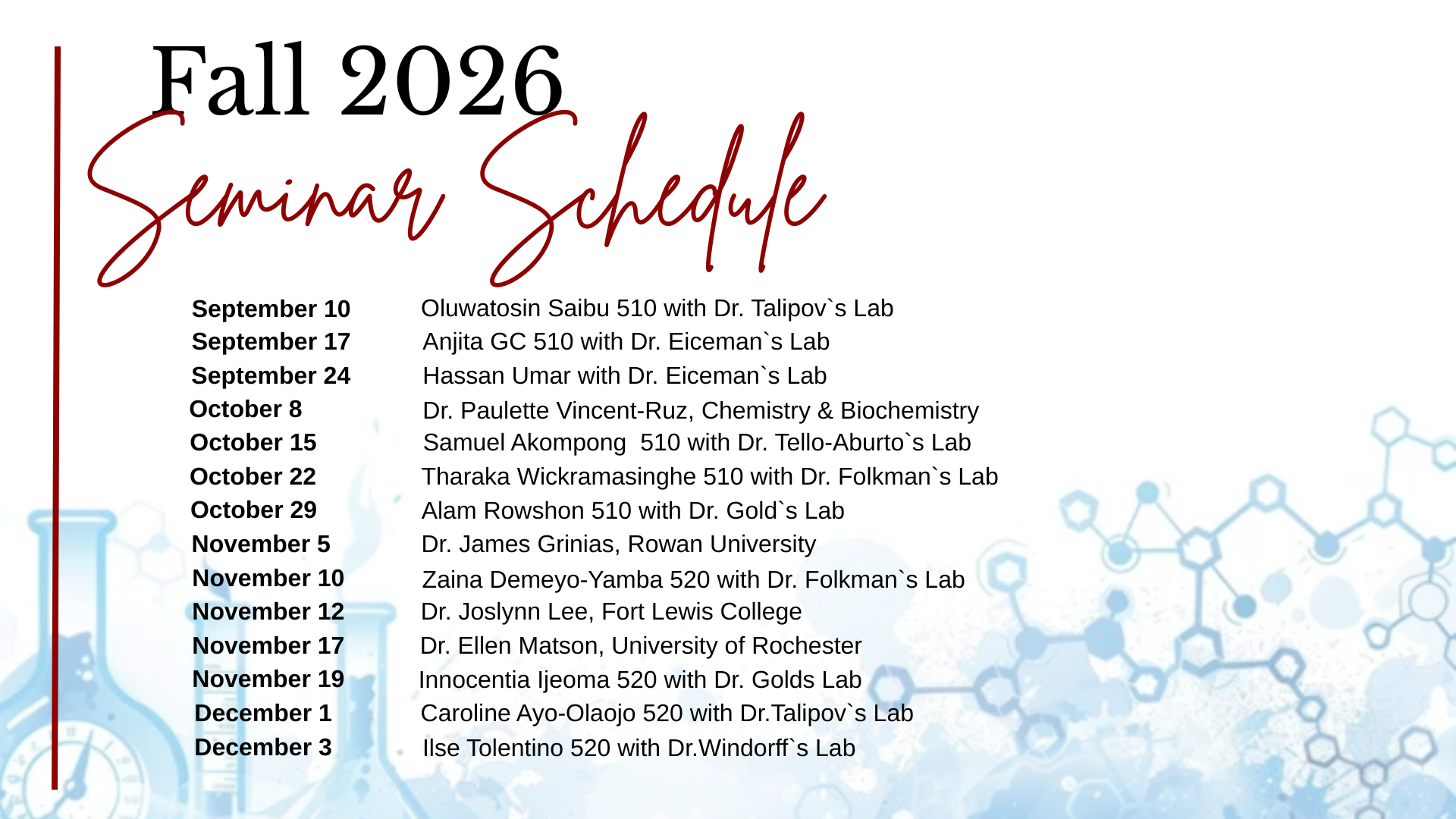 Fall 26 Seminar Schedule